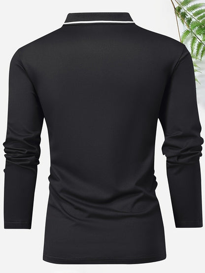 Fall Mens Outfits Men's Casual V-Neck Long Sleeve Rugby Shirt For Spring Autumn, Men's Clothing