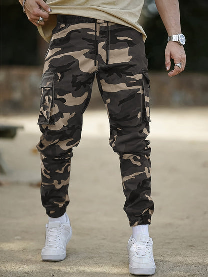 jiaabc Mens Camouflage Cargo Pants - Comfortable Cotton Blend, Multi-Pocket Design, Ideal for Casual Outdoor Settings & Streetwear