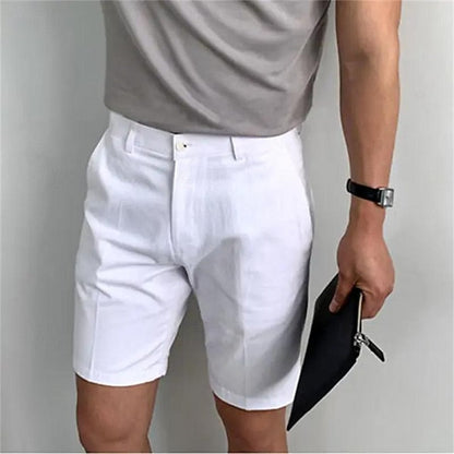 jiaabc Men's Shorts Summer Shorts Work Shorts Button Pocket Plain Comfort Short Holiday Beach Weekend Fashion Casual Black White Micro-elastic