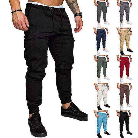 jiaabc Men's Cargo Pants Cargo Trousers Joggers Trousers Drawstring Elastic Waist Plain Breathable Full Length 100% Cotton Streetwear Casual Loose Fit Black White Micro-elastic