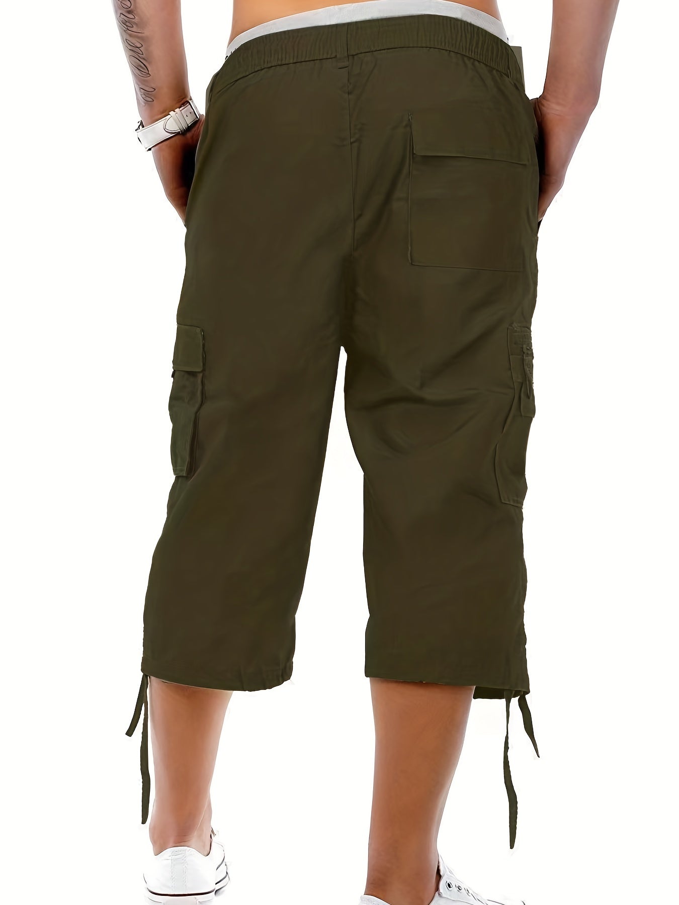 Men's Casual Cargo Shorts with Adjustable Drawstring Waist and Secure Zip Pockets - Comfort Fit for Outdoor and Summer Wear