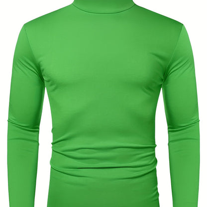 Stylish Multicolor Bottoming Shirt, Men's Turtleneck Long-sleeved T-shirt