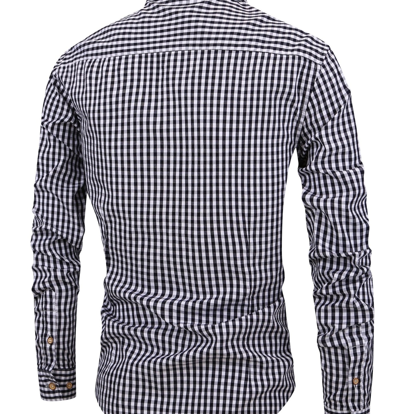 Men's Stylish Checkered Pattern Shirt, Casual Breathable Lapel Button Up Long Sleeve Shirt Top For City Walk Street Hanging Outdoor Activities