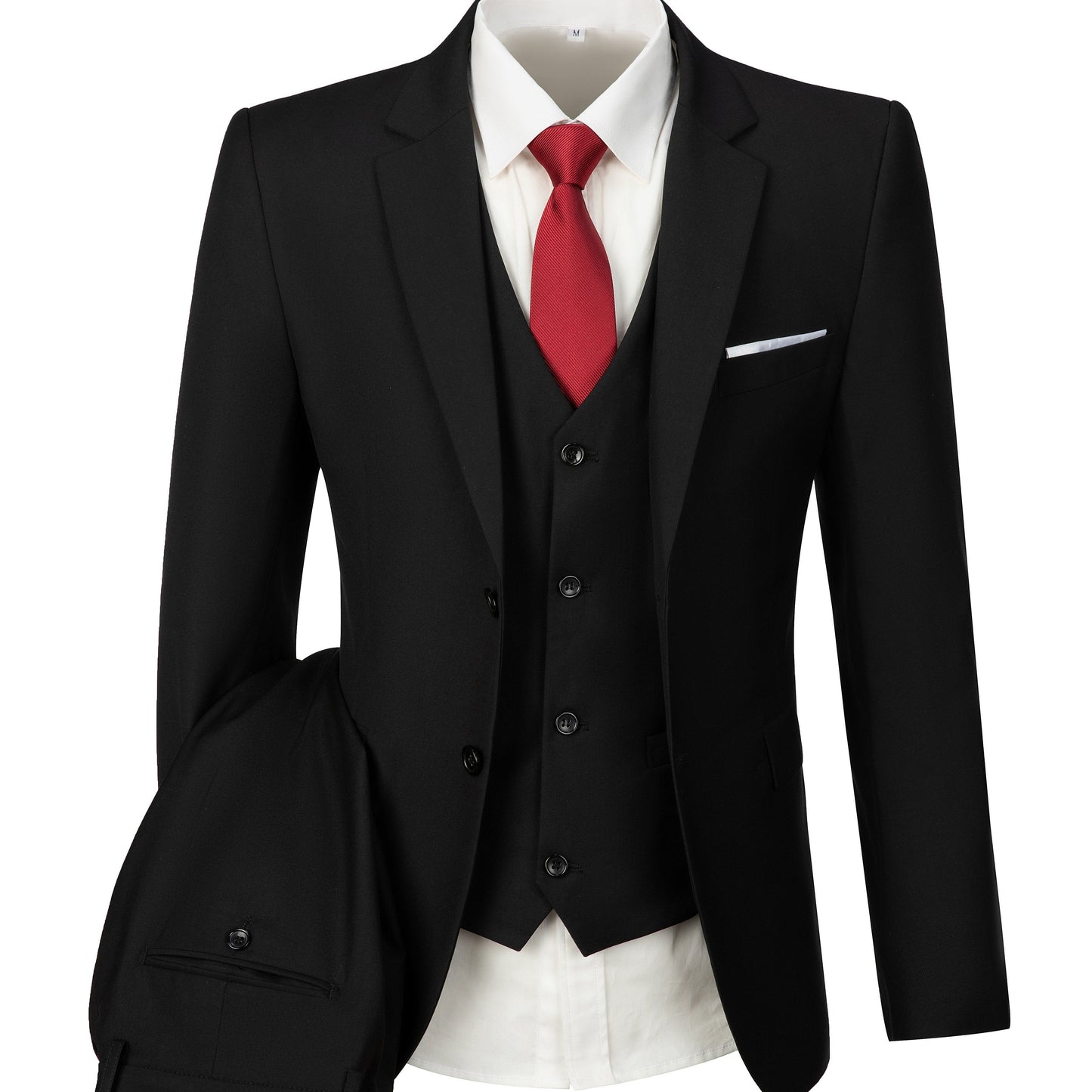 jiaabc 3-Piece Set of Men's Classic Solid Dress Suit - Notch Lapel Blazer, Single Breasted Dress Vest, and Formal Pants for Business, Banquet, and Wedding Occasions - High-Quality, Comfortable, and Versatile