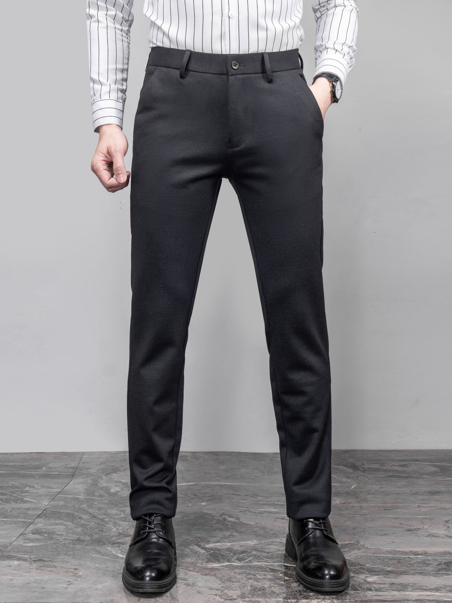 jiaabc Semi-formal Classic Design Slim Fit Suit Trousers, Men's Pants For Spring Summer Business Occasion