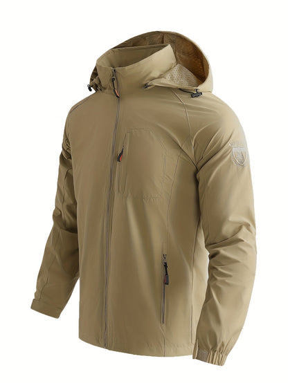 Men's Fall/Winter Casual Lightweight Windbreaker Hooded Jacket With Zipped Pockets