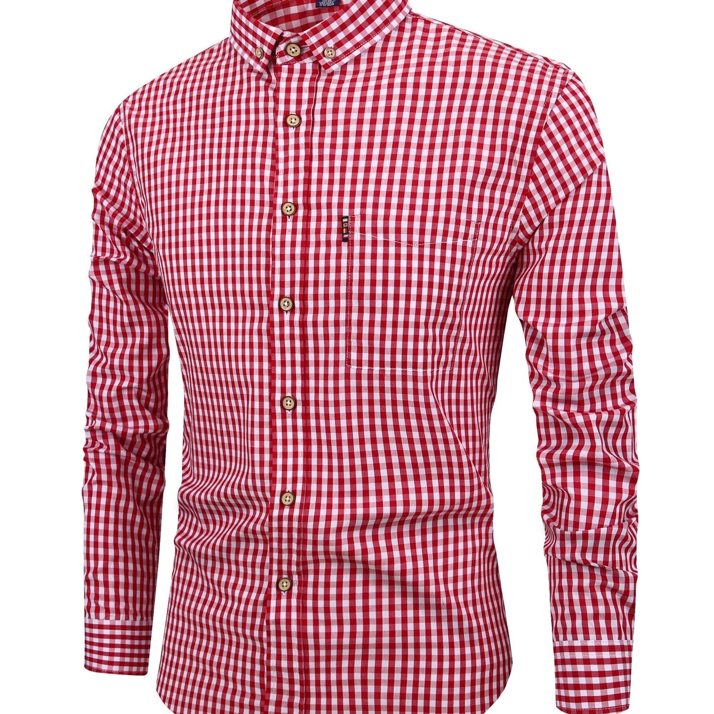 Men's Stylish Checkered Pattern Shirt, Casual Breathable Lapel Button Up Long Sleeve Shirt Top For City Walk Street Hanging Outdoor Activities