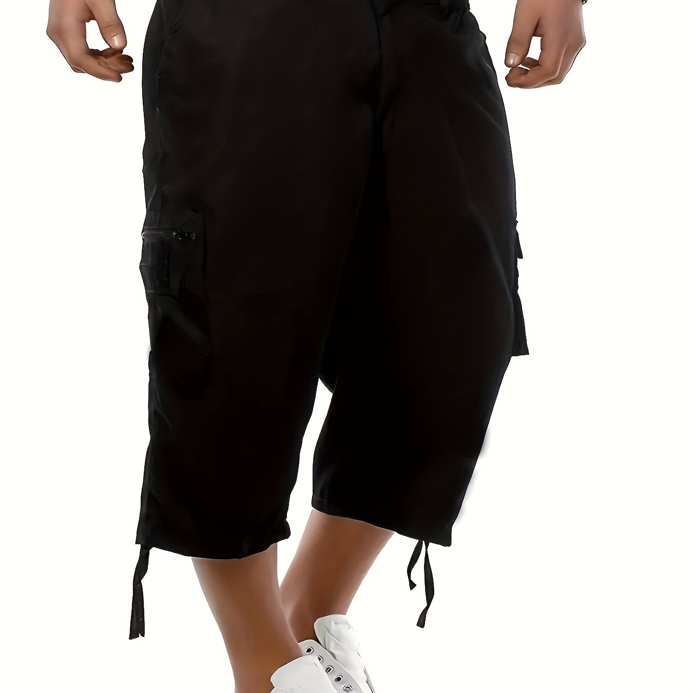 Men's Casual Cargo Shorts with Adjustable Drawstring Waist and Secure Zip Pockets - Comfort Fit for Outdoor and Summer Wear