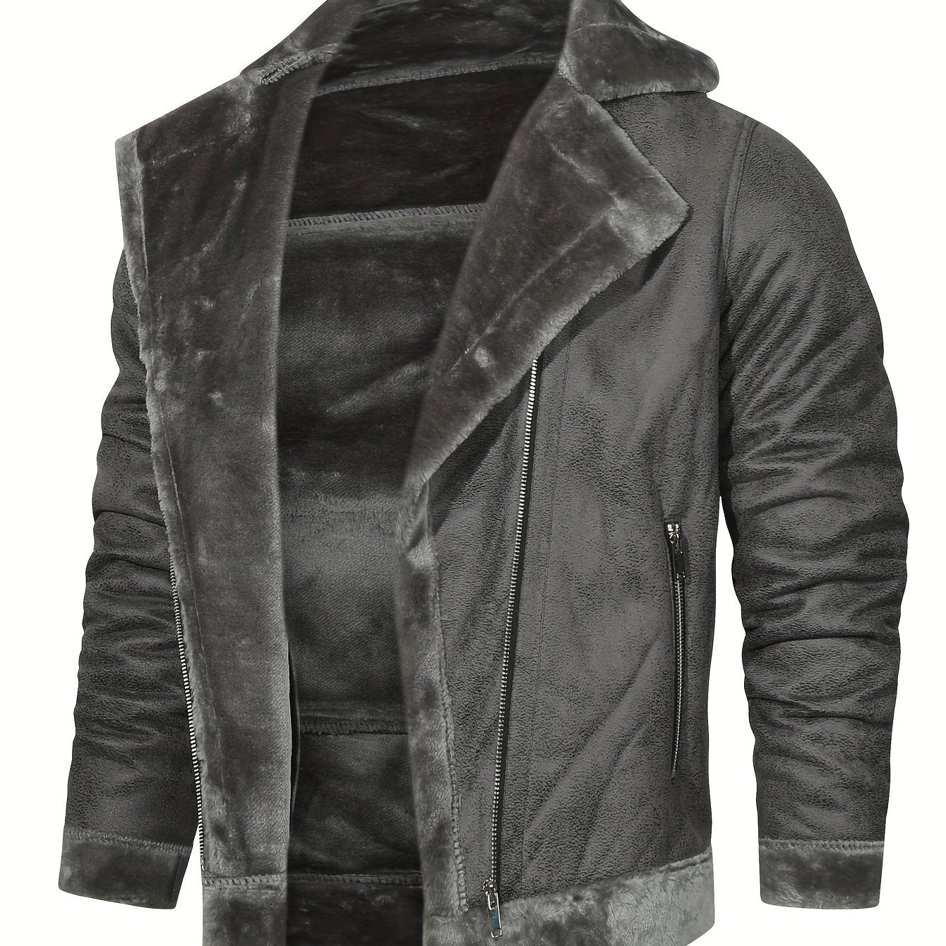 jiaabc Men's Pu Jacket, Chic Faux Leather Jacket For Fall Winter