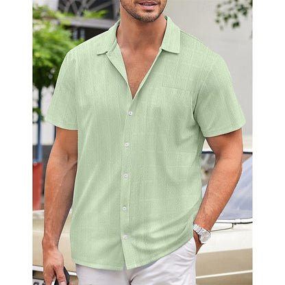 jiaabc Men's Shirt Button Up Shirt Casual Shirt Summer Shirt Black Blue Green Short Sleeve Plain Collar Daily Vacation Clothing Apparel Fashion Casual Comfortable