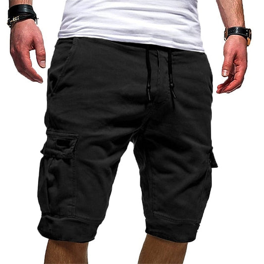 jiaabc Men's Cargo Shorts Casual Shorts Drawstring Multi Pocket Plain Outdoor Sports Knee Length Casual Sports Cotton Blend Streetwear Shorts