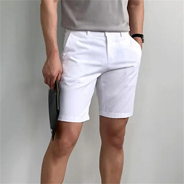 jiaabc Men's Shorts Summer Shorts Work Shorts Button Pocket Plain Comfort Short Holiday Beach Weekend Fashion Casual Black White Micro-elastic