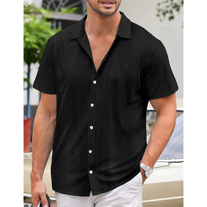 jiaabc Men's Shirt Button Up Shirt Casual Shirt Summer Shirt Black Blue Green Short Sleeve Plain Collar Daily Vacation Clothing Apparel Fashion Casual Comfortable