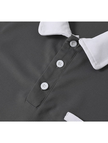 jiaabc Men's Polo Shirt Button Up Polos Casual Holiday Lapel Short Sleeve Fashion Basic Plain Classic Summer Regular Fit Navy Black White Burgundy Sky Blue Grey Polo Shirt