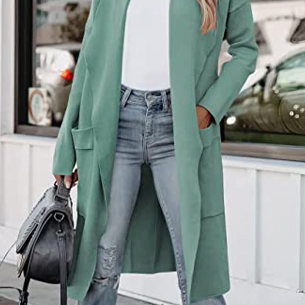Elegant College Solid Pocket V Neck Outerwear(4 Colors)