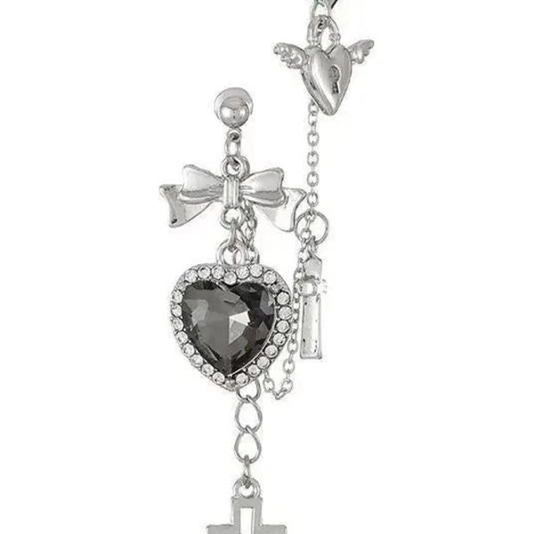 Gothic Heart Chain Drop Earrings