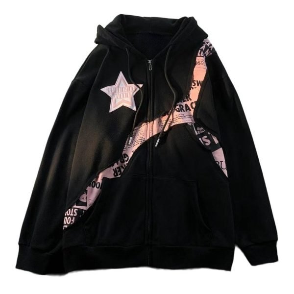 Fall Y2k Star Zip Up Hoodie