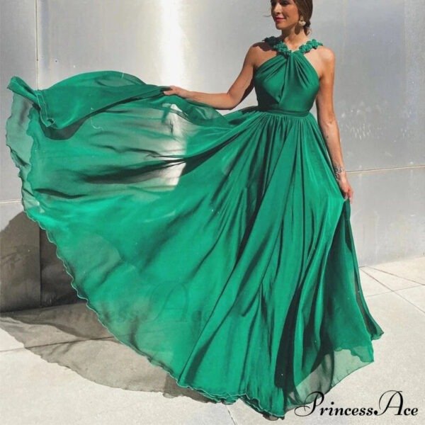 Sleeveless A Line Sexy Backless Elegant Long Vestidos Prom Dress